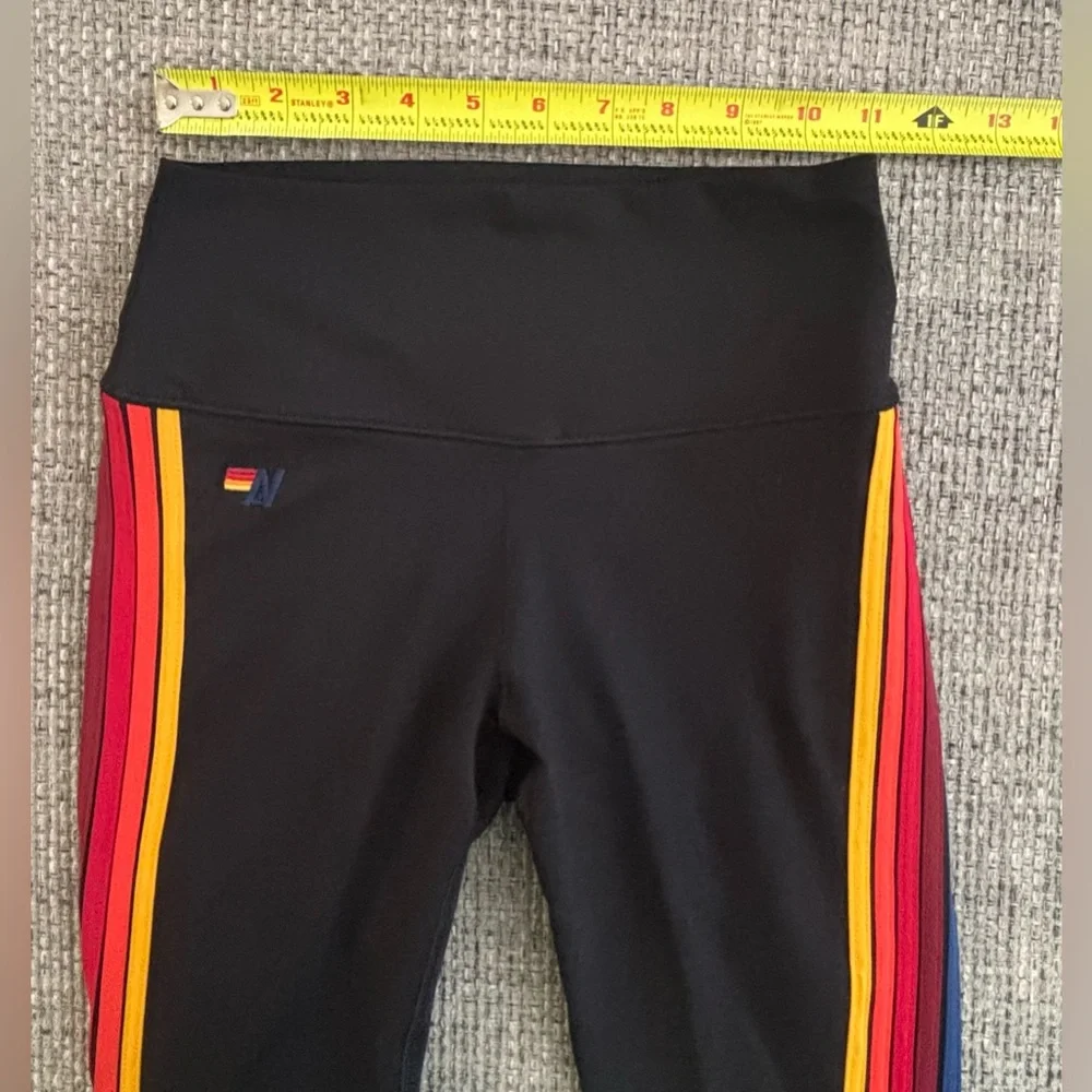 Aviator Nation 🌈 Black Rainbow Stripe Leggings & NWT Biker Shorts Size XS - Picture 10 of 14